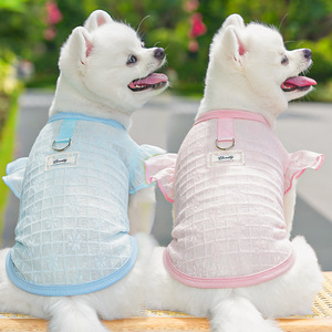 Pet Mesh Vest Lace Flutter Sleeve Top <b>For</b> Dogs <b>Cats</b> Ultra Lightweight Breathable Summer <b>Clothes</b> Pink Blue - Product Image 4