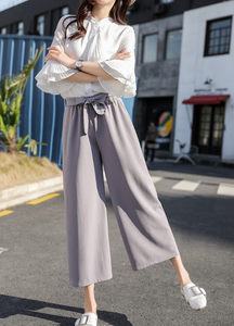 <span class=keywords><strong>Pantalones</strong></span> <span class=keywords><strong>de</strong></span> mujer <span class=keywords><strong>de</strong></span> seda <span class=keywords><strong>de</strong></span> <span class=keywords><strong>tiro</strong></span> <span class=keywords><strong>alto</strong></span>, <span class=keywords><strong>pantalones</strong></span> <span class=keywords><strong>de</strong></span> pierna ancha holgados, cintura elástica, tamaño informal, diseño <span class=keywords><strong>de</strong></span> retazos, decoraciones <span class=keywords><strong>de</strong></span> pintura <span class=keywords><strong>de</strong></span> logotipo - Product Image 4