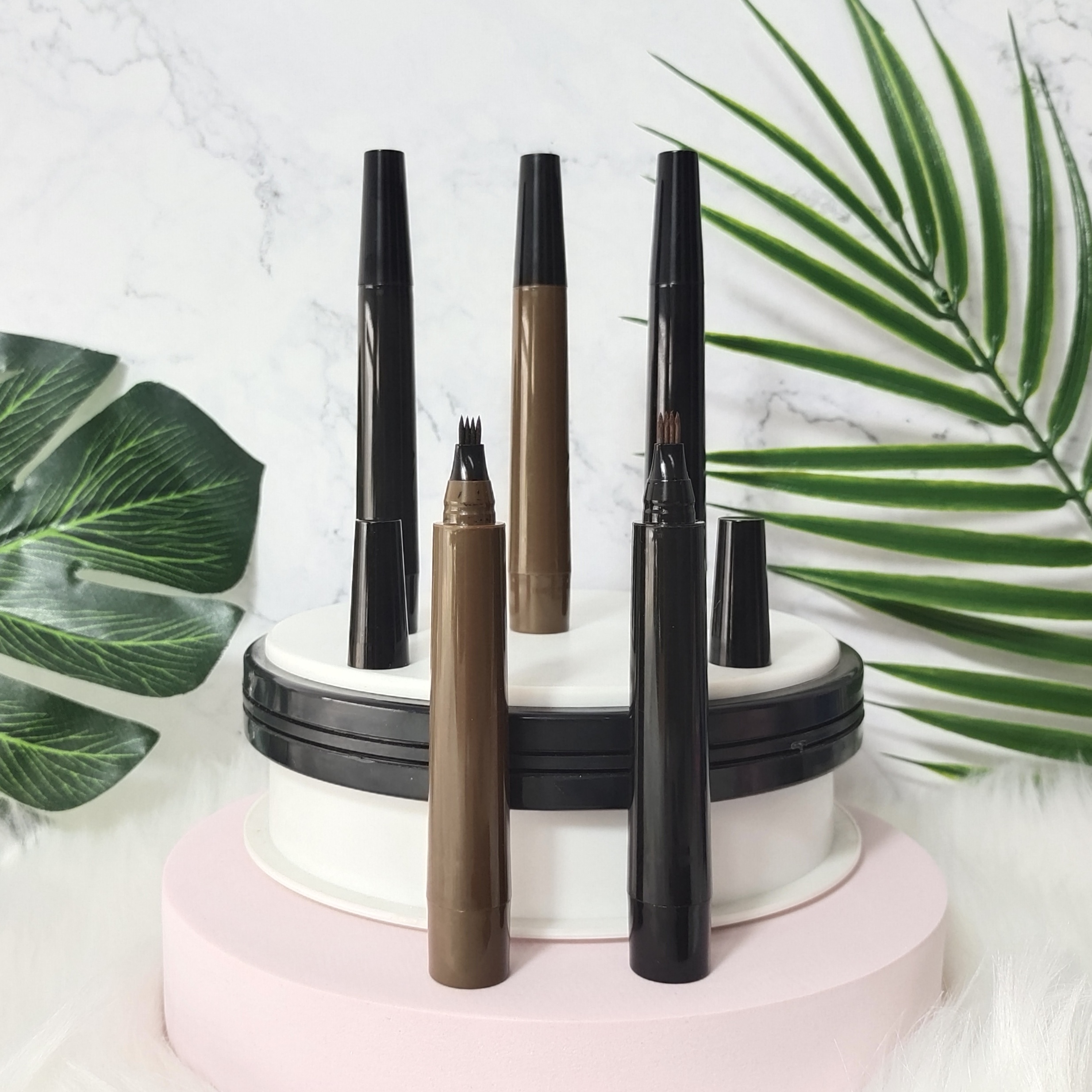 Оптовая продажа, индивидуальная торговая марка, татуировка, водостойкая жидкая 4 наконечника, вилка, карандаш для бровей, ручка для бровей