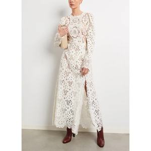 Wholesale High Quality Hollow Out Knit <b>Dress</b> Long Sleeved Slit <b>Lace</b> <b>See</b>-<b>through</b> Long Skirt. - Product Image 1