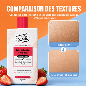 ODM OEM Nouvelle Génération Gel Douche Rafraîchissant, Affine la Texture Rugueuse, Adoucit la Peau Sèche et Terne, Parfum Fraise, Gel Douche Exfoliant - Product Image 2