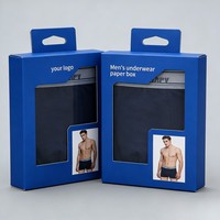 Boîte à chaussettes en carton mat laminé avec encre de soja, conception de logo personnalisé, boîtes pour sous-vêtements masculins, boîte pour sous-vêtements et t-shirts pour hommes avec cintre et fenêtre