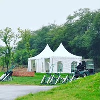 Chariot de golf pliable léger à 2 roues avec cadre stable pour le practice et le parcours