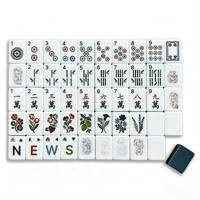 Ensemble de Mahjong Familial Américain-Juif de Luxe Moderne 2026, Motif Carreaux Bleu Foncé, 4 Joueurs, 160 Tuiles, Pliable et Résistant à l'Eau