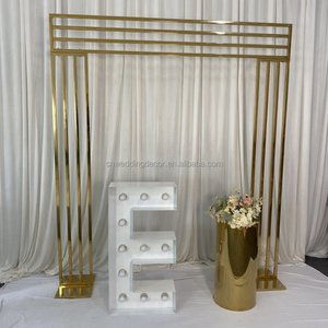 إطار زفاف ذهبي، حامل خلفية زفاف من الفولاذ المقاوم للصدأ، قوس زفاف، خلفية لفعاليات الزفاف - Product Image 3