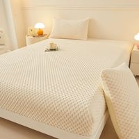 Drap-housse et taie d'oreiller de luxe à motif de coquille de tortue en polyester polaire de flanelle de couleur unie avec literie