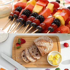 Planche à découper rectangulaire <span class=keywords><strong>barbecue</strong></span> 63 trous bambou support de broche alimentaire incurvé pour fête de restauration - Product Image 4