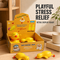 Jouet Squishy Canard Géant en Caoutchouc, Jouets Anti-Stress à Presser, Jaune, 12 Pièces, Boîte de Présentation Cadeau 3+