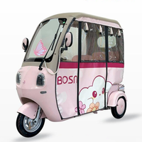 Tricycle électrique semi-fermé avec auvent, scooter électrique à 3 roues pour adultes, idéal pour les déplacements quotidiens en famille et le transport d'enfants