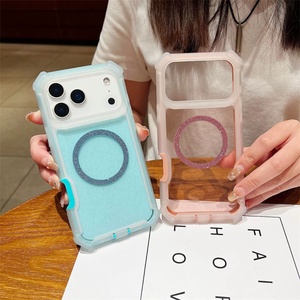 Funda Protectora Magnética Transparente para Teléfono Móvil, con Purpurina, para iPhone 17 Air 16 15 Pro Max, TPU 2 en 1, Cubierta Trasera Transparente - Product Image 2