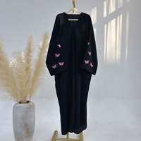 HANO derniers vêtements islamiques Nida Abaya noire avec motifs de Dubaï Abaya pour femmes robe musulmane Cardigan avec papillon Abaya modeste
