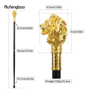 Canne de marche Golden Lion avec poignée en métal 95 cm, canne de randonnée élégante pour gentleman - Product Image 1