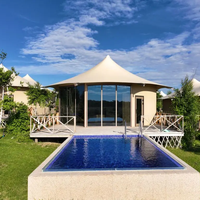 Serres de jardin hexagonales, bâtiments de luxe pour le glamping, villa, tente avec salle de bain