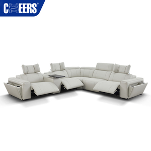 MANWAH CHEERS <span class=keywords><strong>Canapé</strong></span> d'angle électrique haut de gamme en <span class=keywords><strong>cuir</strong></span> pleine fleur avec mécanisme inclinable et appuie-tête motorisé - Product Image 3