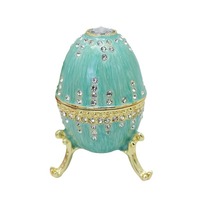 Boîte à bijoux SHINNYGIFTS, cadeau de Pâques, style moderne, motif carré, œuf de Fabergé fait main, forme ovale