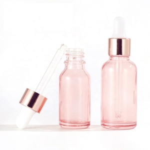Custom 5ml 10ml 15ml 20ml 30ml 50ml 100ml Glass Oil Dropper <b>Bottle</b> <b>Pink</b> Glass Serum <b>Bottle</b> - Product Image 3