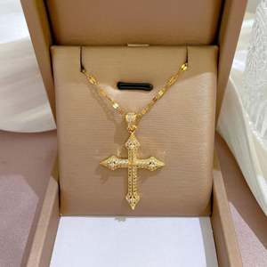 30styles Wholesale <b>Cross</b> Jesus StainlessSteel Gold Necklaces Bulk Mix Lot Waterproof Cubic Zirconia Necklace Trend Jewelry Women - Product Image 3