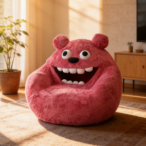Fauteuil <span class=keywords><strong>pouf</strong></span> <span class=keywords><strong>géant</strong></span> en forme de monstre rose, en peluche moelleuse, canapé paresseux, siège de sol, <span class=keywords><strong>pouf</strong></span> créatif surdimensionné, animal en peluche, décoration de chambre d'enfant, cadeau - Product Image 1