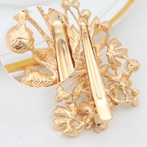 Pince à cheveux en alliage style coréen avec fleur peinte, pince bec de canard en alliage, épingle à cheveux ornée de perles et strass - Product Image 6