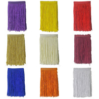 Bordure en dentelle colorée à franges en rayonne de 14 cm avec pompons pour vêtements, rideaux, jupes de danse, robes décoratives