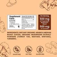 Café instantané minceur LIFEWORTH au champignon, café diététique pour la concentration mentale, queue de dinde, maitake, curcuma, 100% arabica, torréfaction moyenne