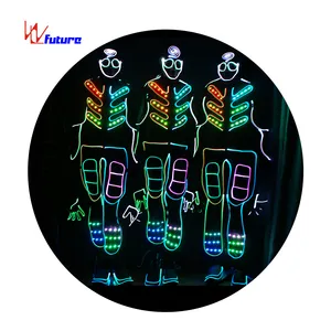 Dapat Diprogram Lampu Dansa Serat Optik Penuh Lampu LED Kostum Dansa Grup Anak Laki-laki untuk Acara Dansa Rave