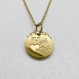 Collier personnalisé Jietao avec pendentif en forme de disque, plaqué <span class=keywords><strong>or</strong></span> 18 carats, en acier inoxydable, gravé sur mesure, résistant au ternissement, étanche - Product Image 6