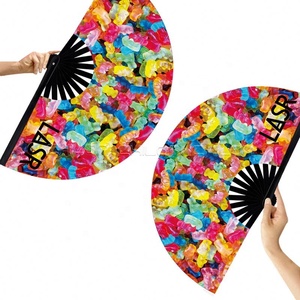Abanico de mano plegable de Tela con estampado de bambú japonés, abanico de mano de Kung Fu con logotipo personalizado, abanico de poliéster - Product Image 1