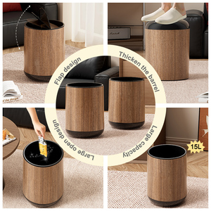 UFORU <span class=keywords><strong>Poubelle</strong></span> <span class=keywords><strong>Vintage</strong></span> Grande Capacité pour <span class=keywords><strong>Cuisine</strong></span> Chambre Bureau Hôtel Maison Moderne Décor Texture Bois - Product Image 3