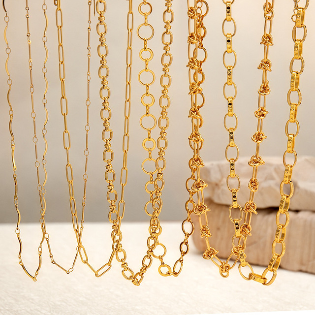 Wholesale Trendy Stainless Steel 18k Gold PVD Plated Women's Necklace Jewelry Waterproof Handmade DIY Charms Paperclip Party