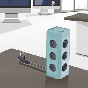 New Style Tower Socket CE KC Socket 4/8/12 Outlets Extension Sockets Multiple Power Cord Power Strip EU with 2 <b>USB</b>-A and 2 <b>USB</b>-<b>C</b> - Product Image 1