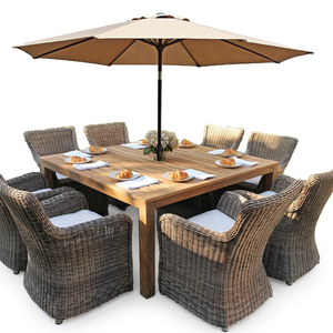 Muebles de Jardín Modernos para Exteriores, Juego de Mesa y Sillas de Comedor de Ratán y Teca Duraderos para Patio u Hotel, Diseño Confortable - Product Image 1
