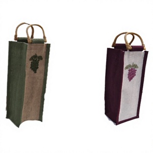 La Bolsa De yute impresa de diseño personalizado más vendida, cubierta reutilizable para botella de vino, uvas rojas, algodón geométrico, proveedor mayorista - Product Image 1