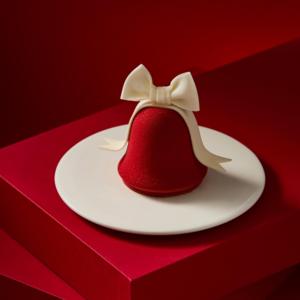 <span class=keywords><strong>Red</strong></span> Bell Shaped bánh mousse sô cô la với Apple Jam Điền và trắng fondant Bow cho Giáng sinh bán buôn - Product Image 3