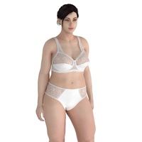 Set Bra & Celana Dalam Wanita Ukuran Besar Berbahan Renda Tanpa Kawat, Cup Lembut, Lingerie Cup Besar, Celana Dalam Transparan