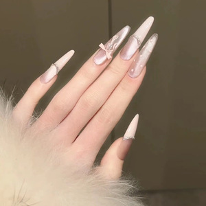 Faux ongles à presser bon marché en gros, motifs variés, brillants, en forme d'amande, réutilisables - Product Image 1