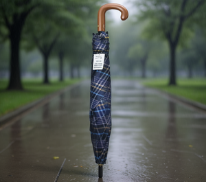 Three Folding <b>Umbrella</b> Auto Open 8 Ribs Nylon Wood Handle Classic Design Rain Sun Protection Travel Adult Use - Product Image 2