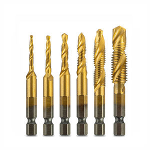 Set di 6 Punte per Maschiatura con Gambo Esagonale, Placcate in Titanio, HSS, per Filettatura M3 M4 M5 M6 M8 M10, Utensili Manuali - Product Image 1