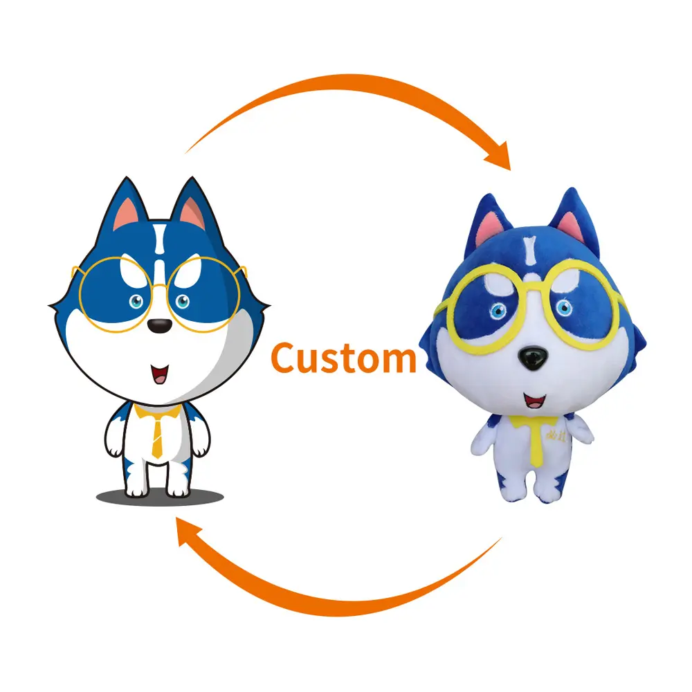 OEM ODM Plush Toys Custom Made Plush Toy Husky Promotional Soft Plush Toy Make Your Own Design for Kids and Company Gifts