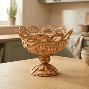 Elegant <b>Wicker</b> Footed Urn Handmade Woven Rattan <b>Vase</b> for Dry Flowers Minimalism Rattan Tabletop <b>Vase</b> Made in Vietnam - Product Image 1
