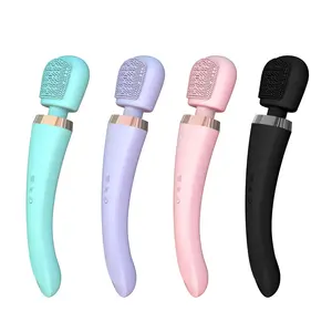 silicone neck vagina clitoris sex toys vibrator wand massager with brush head for women