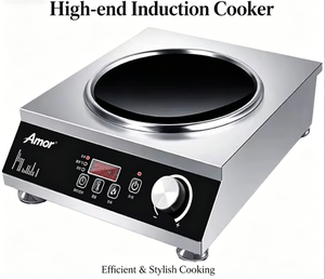 Cuisinière à induction commerciale haute puissance pour usage domestique, commande tactile AU, panneau en cristal noir, étanche, 3500W, acier inoxydable concave - Product Image 1