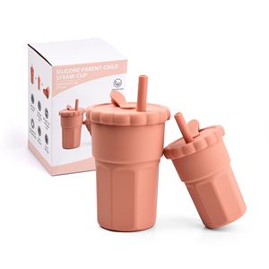 Bouteille d'eau en silicone anti-fuite 500 ml, dernier design, pour parents et enfants, avec paille en silicone – Vente en gros - Product Image 3