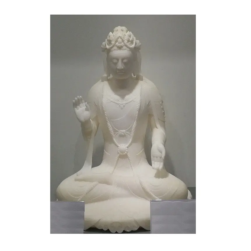White Marble Sitting Buddha Statues Sculpture, Jade Buddha Statue