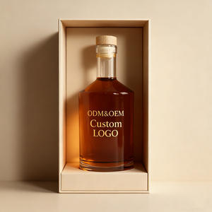 Bouteilles <span class=keywords><strong>de</strong></span> liqueur en verre rondes <span class=keywords><strong>de</strong></span> luxe personnalisées en gros <span class=keywords><strong>de</strong></span> 800 ml avec bouchon en caoutchouc pour la tequila et le brandy - Product Image 1