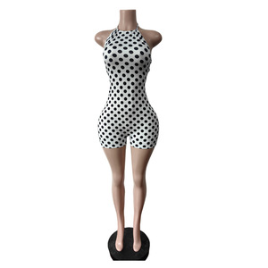 543 Nouvelle collection été Combinaison à bretelles imprimée à pois, col asymétrique et dos nu - Product Image 6