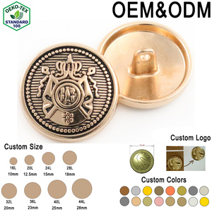 Bottoni in Lega di Ottone Personalizzati Oeko-Tex 12mm/20mm, Logo Inciso in Metallo Dorato, Lavabili e Senza Nichel per Cappotti - Product Image 1