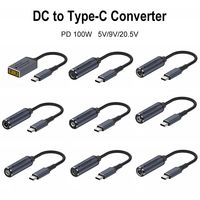 Câble d'alimentation en nylon USB-C mâle vers DC femelle PD 100W 5A à charge rapide, entrée 5V/9V/20V, portable pour ordinateurs portables, tablettes et appareils USB-C