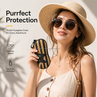 Étui à lunettes en néoprène personnalisé avec mousqueton, support portable pour lunettes, pochette souple pour lunettes, idéal pour les voyages et l'extérieur