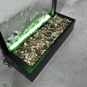 Trong nhà ngoài trời trang trí nhà Thác Tính năng thép không gỉ sơn tĩnh điện kim loại thủy tinh <span class=keywords><strong>waterwall</strong></span> kính Đài phun nước bền - Product Image 5